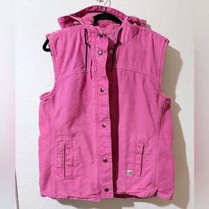 Carhartt Women’s Pink Hooded Sherpa Lined Vest Large Snap Front